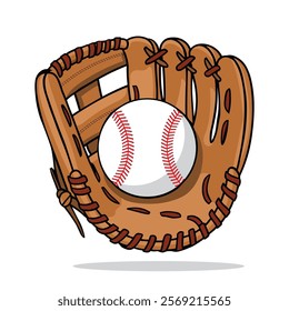 Baseball Glove Holding a Ball – Softball Vector illustration for Sports Design, Branding, and Baseball-themed Projects