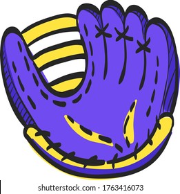 Baseball glove icon in color drawing. Sport championship hand protect brown leather catching ball