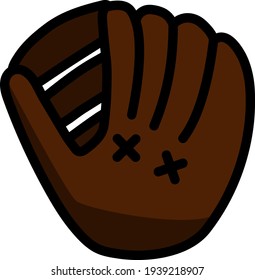 Baseball Glove Icon. Editable Thick Outline With Color Fill Design. Vector Illustration.