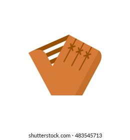Baseball glove icon in flat color style. Sport championship hand protect brown leather catching ball