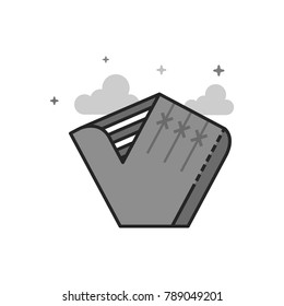 Baseball glove icon in flat outlined grayscale style. Vector illustration.