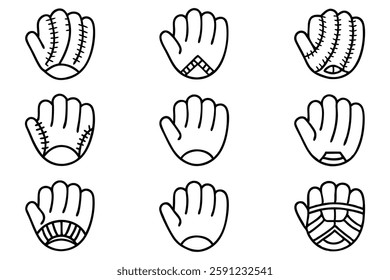 Baseball Glove Icon Line Art Illustration Design