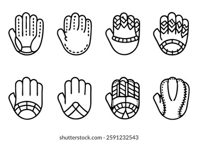 Baseball Glove Icon Line Art Vector Drawing