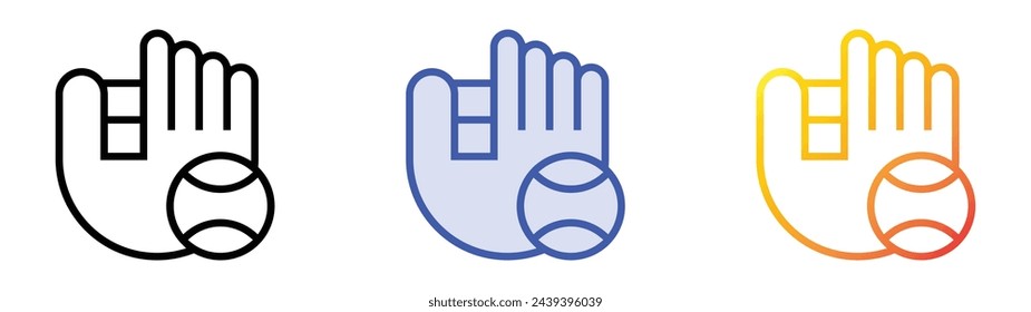 baseball glove icon. Linear, Blue Fill and Gradient Style Design Isolated On White Background