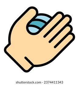 Baseball glove icon outline vector. Hand keeper. Bike punch color flat