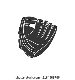 Baseball Glove Icon Silhouette Illustration. Sports Vector Graphic Pictogram Symbol Clip Art. Doodle Sketch Black Sign.