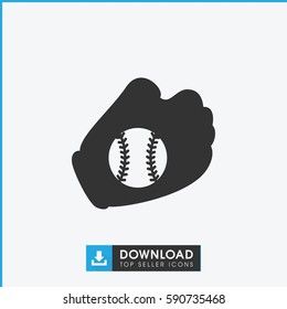 baseball glove icon. Simple filled baseball glove vector icon. On white background.