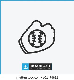 baseball glove icon. simple outline baseball glove vector icon. on white background.