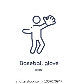 baseball glove icon from sport outline collection. Thin line baseball glove icon isolated on white background.