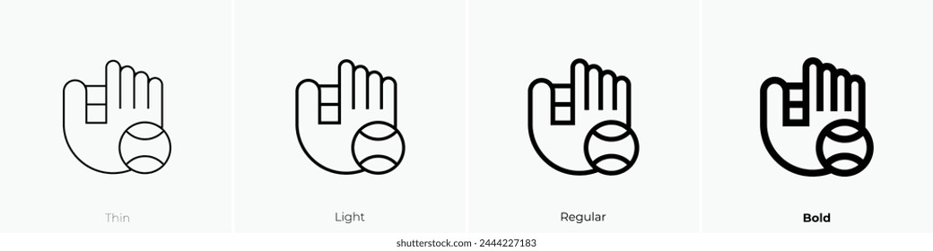 baseball glove icon. Thin, Light Regular And Bold style design isolated on white background