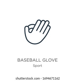 Baseball glove icon. Thin linear baseball glove outline icon isolated on white background from sport collection. Line vector sign, symbol for web and mobile