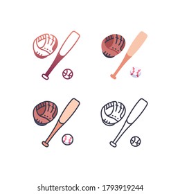 icono del béisbol y el guante, vector e ilustración