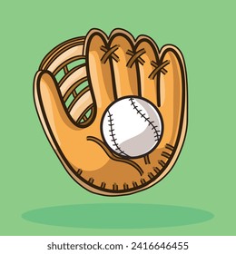 baseball glove isolated icon with isolation green beground