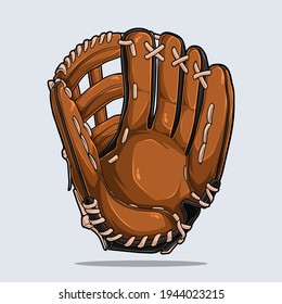 Baseball glove isolated on white background, baseball equipment, illustration with shadows and lights