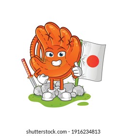baseball glove japanese vector. cartoon character