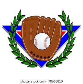 Baseball glove with a laurel wreath