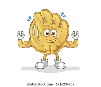 baseball glove muscular cartoon. cartoon mascot vector
