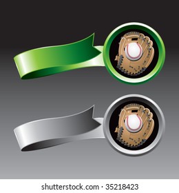 baseball and glove on ribbon banner