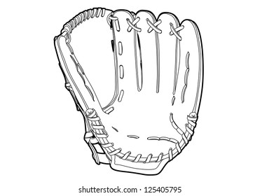 Baseball glove on white background (outline)