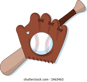 Baseball and glove on a white background