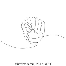 Baseball glove, one line art. Continuous line Vector 