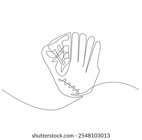 Baseball glove, one line art. Continuous line Vector 