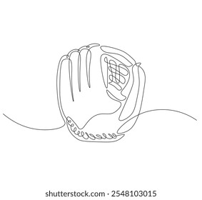 Baseball glove, one line art. Continuous line Vector 