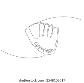 Baseball glove, one line art. Continuous line Vector 