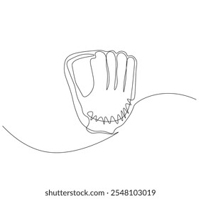 Baseball glove, one line art. Continuous line Vector 