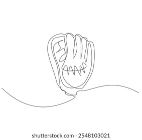 Baseball glove, one line art. Continuous line Vector 