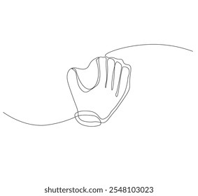 Baseball glove, one line art. Continuous line Vector 