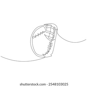 Baseball glove, one line art. Continuous line Vector 