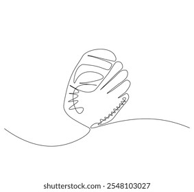 Baseball glove, one line art. Continuous line Vector 