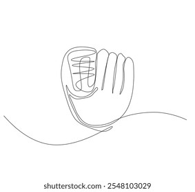 Baseball glove, one line art. Continuous line Vector 