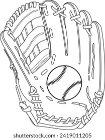 Baseball glove outline design illustration