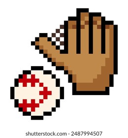 Baseball glove in pixel art style