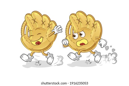 baseball glove play chase cartoon. cartoon mascot vector