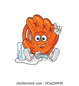 baseball glove playing video games vector. cartoon character