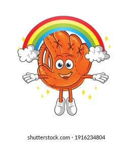 baseball glove with a rainbow mascot. cartoon vector