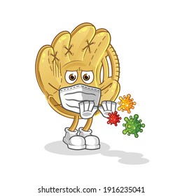 baseball glove refuse viruses cartoon. cartoon mascot vector