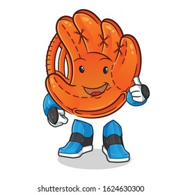 baseball glove robot humanoid ai smiling and thumbs up cartoon. cartoon mascot vector cute chibi