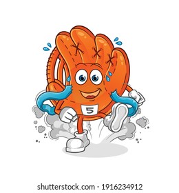 baseball glove runner character. cartoon mascot vector
