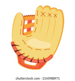 Baseball glove semi flat color vector object. Sporting equipment. Sports gear. Fitness tool. Full sized item on white. Simple cartoon style illustration for web graphic design and animation