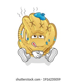 baseball glove sick vector. cartoon character