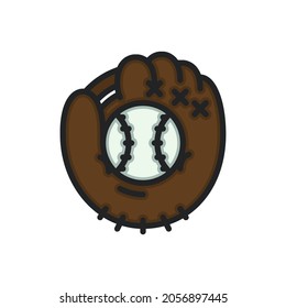 Baseball glove, sport filled outline icons. Vector illustration. Editable stroke. Isolated icon suitable for web, infographics, interface and apps.