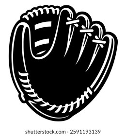 A baseball glove in the style of a Vintage vector graphic, made in affinity Designer.