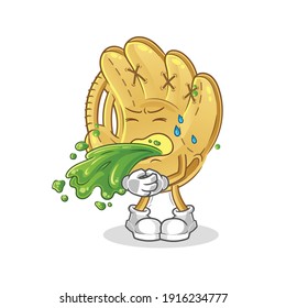 baseball glove throw up cartoon. cartoon mascot vector