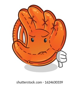 baseball glove thumbs down angry cartoon. cartoon mascot vector cute chibi