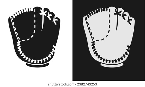 baseball glove vector in black and white for logo or icon.