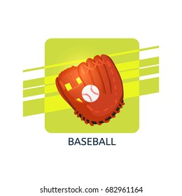 Baseball in glove vector icon. Isolated vector illustration.